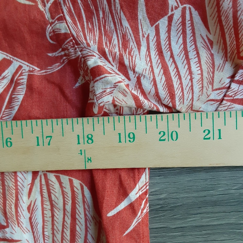 Porter & Ash Mens Orange Tropical Palm Leaf Linen Blend Short Sleeve Shirt M - Picture 6 of 9